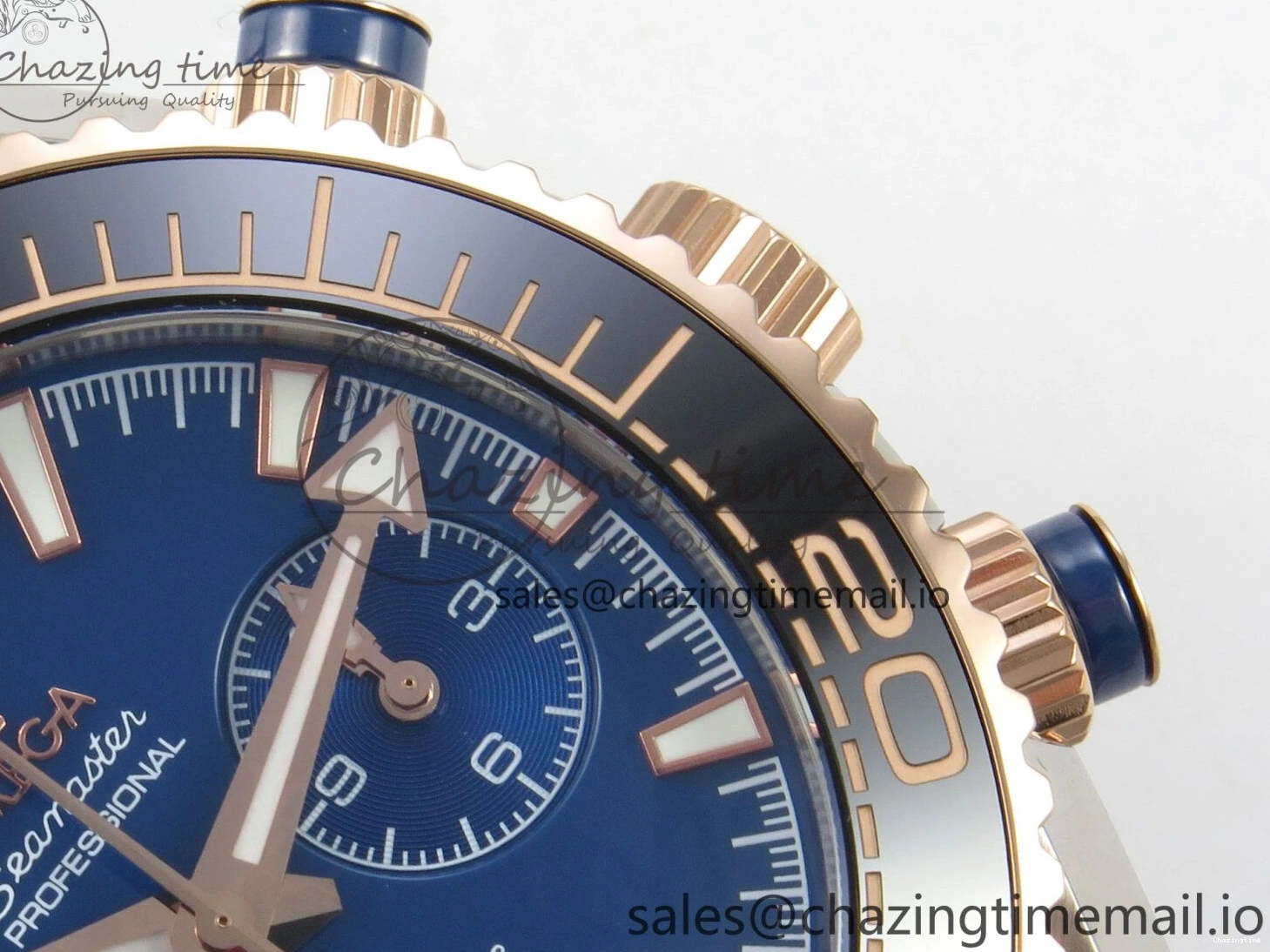 0328 Planet Ocean 600M Chrono SS VRF 1:1 Best Edition Black Bezel Blue Dial on RG SS Bracelet A Affordable 7648